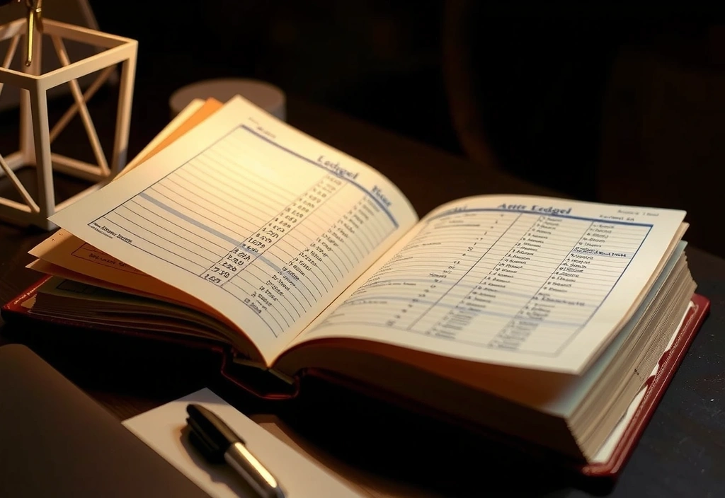 Detailed payroll ledger on a desk